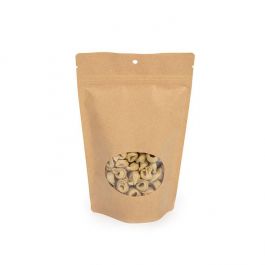 Kraft Stand Up Zipper Pouch with Oval Window 15 x 9 x 23 cm (100 Pieces) [ZBGO7KH]