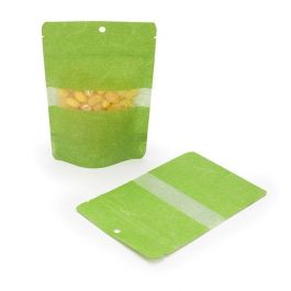 Sac en papier de riz vert avec fenêtre, 10x6x15 cm (57 g) (100 pièces) [ZBGR2GR]