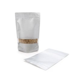 Stand Up Pouches Rice Paper Silver with Window 17.1x8.9x28.6cm | 340 grams (100 pieces) [ZBGR4S]