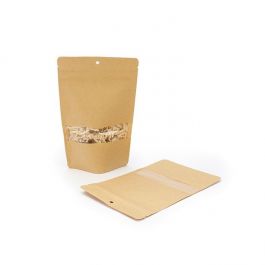 Stand Up Pouches Kraft 10x6x15cm | 57 grams with hang hole (100 pieces) [ZBGW2KH]