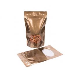 Stand Up Pouches Bronze with oval Window 17x9x28.5cm | 340 grams (100 pieces) [ZBGO4BZ]