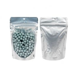 Stand Up Pouches Silver 11,9x7,6x18,4cm With Hanghole (100 Pieces) [ZBGS46H]
